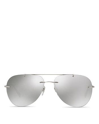 Prada 60mm Mirrored Navigator Sunglasses 